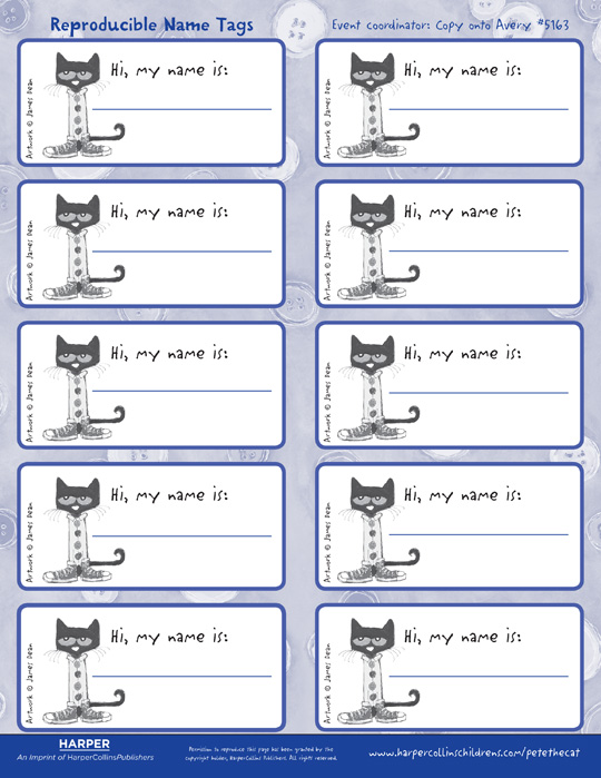 Printable Pete The Cat Buttons